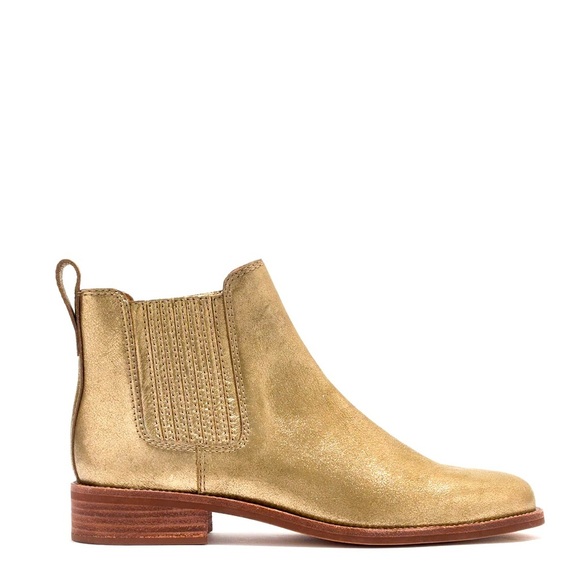 MADEWELL The Ainsley Chelsea Boot in Metallic Gold Ankle.Bootie - Picture 1 of 10